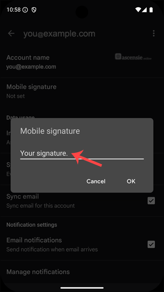 Handtekening aanpassen in Android