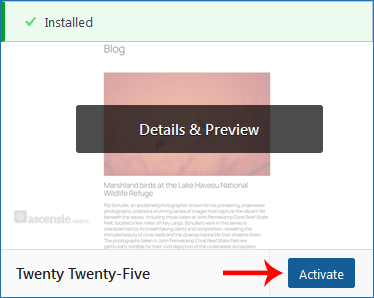 Nieuw thema activeren